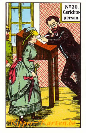 Gerichtsperson Kartenlegen mit Kipperkarten