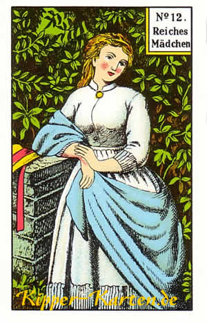 Reiches Mädchen Kartenlegen mit Kipperkarten