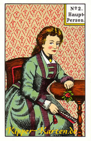 Hauptperson 2, die weibliche Hauptperson Kartenlegen mit Kipperkarten