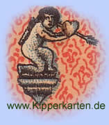 Engel mit Herz und Pfeil, antike Kipperkarten
